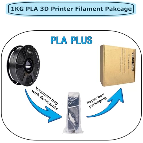 PLA Plus Filament 1.75mm Black 1KG (2.2lbs), Stronger and Durable - color: Plus Black