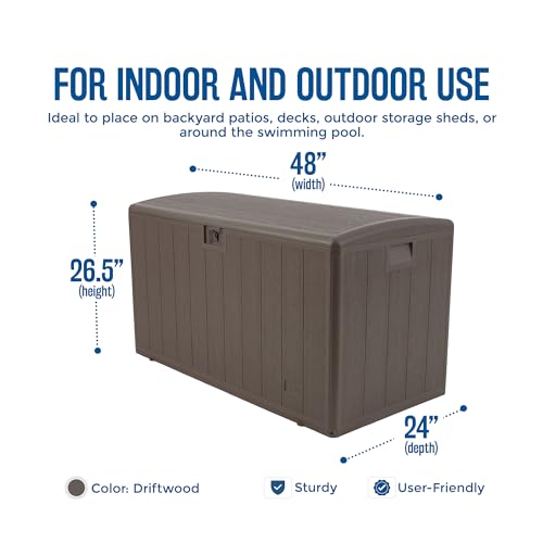 Plastic Development Group Deck Box, Standard Close, Driftwood, 105 Gal - color: Driftwood, size: 105 Gallon, Standard Closure