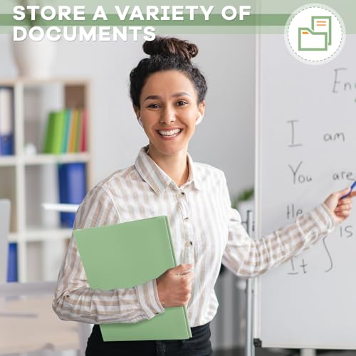 Henoyso 36 Pcs Plastic Folder with Clear Front Pocket, Sage Green - color: Sage Green