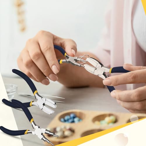Mudder 2 Pcs Jewelry Making Tool 6 in 1 Bail Making Plier,Blue and Yellow - color: Blue and Yellow