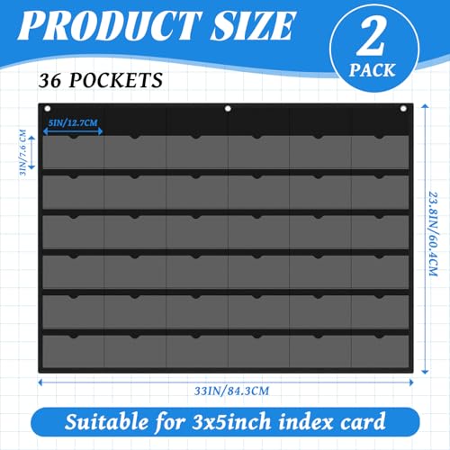 Affrolling 2 Pcs 3 x 5 Inch Business Card Index Card Holder Sleeve, Black - color: Black, size: 3 x 5 Inch