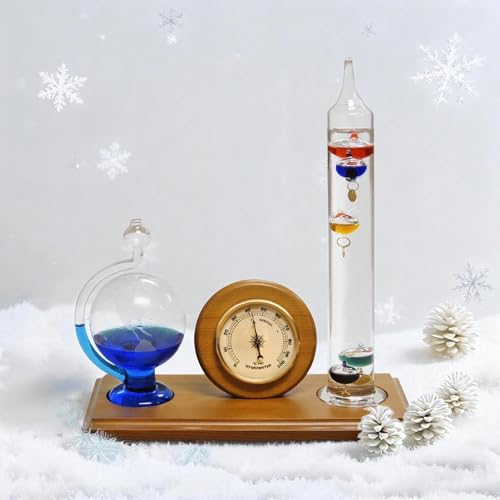 Lily's Home Analog Weather Station with Galileo Thermometer, Glass Barometer, and Analog Hygrometer, Ideal Gift for Friends and Family, Indoor & Outdoor Home Décor (10.5 in x 12 in) - style: Analog Weather Station