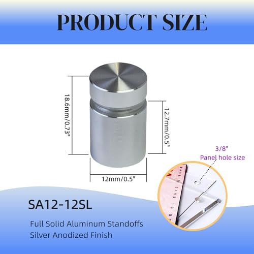 Pack of 12 Aluminum Standoff Screws Wall Sign Standoff Mounting Hardware Standoff Mounts for Acrylic Picture Frame (12, Silver, 1/2" x 1/2") - color: Silver, size: 1/2" x 1/2"