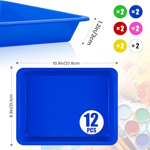 12 Pack Plastic Art Trays,6 Colors Serving Craft Tray