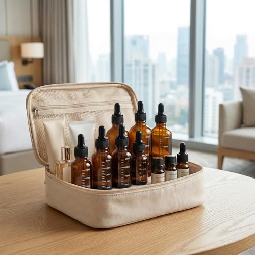 ericotry 3 Pcs 10ml 0.34oz Empty Refillable Amber Glass Graduated Dropper Bottle Essential Oil Cosmetics Elite Fluid Container Jar Pot Holder with Glass Pipette Dropper - size: 10 ml