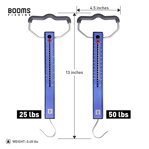 Booms Fishing TS2 Aluminum Tube Fish Scale, Spring Fishing Drag Scale, Easy to Read Hanging Scale, 50 lbs Pull Scales, Widely Used for Hooks Tension, Rigs Tension, Fishing Scale, Luggage Scale - size: 50 lbs