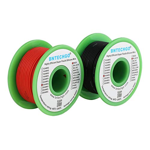 BNTECHGO 24 AWG Silicone Wire Red Black 50ft Stranded Tinned Copper Wire - size: 24 Gauge, 50ft per color