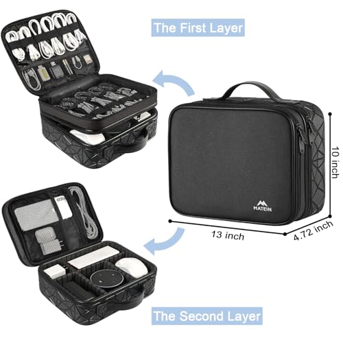 MATEIN Cord Organizer Case with Adjustable Divider, Large DJ Cable File Bag - color: Black, size: Large