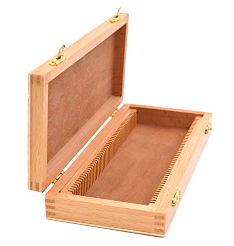 EISCO Wooden Slide Box for 50 Slides, with Latches- Fits 75x25mm Slides
