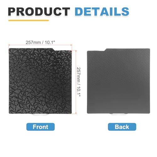 MECCANIXITY PET and PEO Build Plate 257x257mm, PET Black and PEO Diamond Sheet Spring Steel Build Plate for Bambu Lab P1P/P1S /X1/X1C/A1 3D Printer - size: 257x257mm, style: PET Black and PEO Diamond