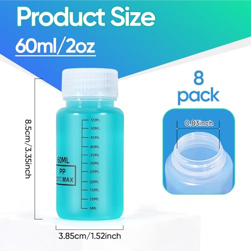 ASEVAT Wide Mouth Plastic Bottles Reagent Bottle, Scaled Pill Bottle Laboratory Chemical Container with Screw Cap, Plastic Sample Containers for Storage or Home (Clear, 2 oz) - color: Clear, size: 2 oz