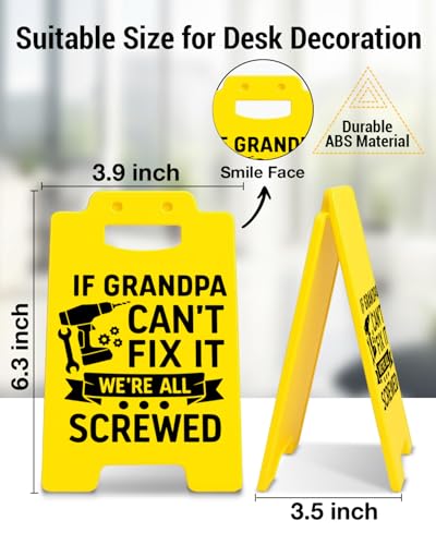 Funny Grandpa Desk Sign, If Grandpa Can’t Fix It We’re All Screwed, Grandpa Gifts from Grandkids, Fathers Day Birthday Gifts for Grandpa Papa Grandfather - color: Color-T