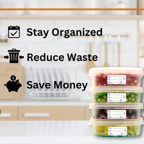 2x1 Dissolvable Food Labels, 1000 Food Container Stickers, Blue - color: Blue, size: 1000