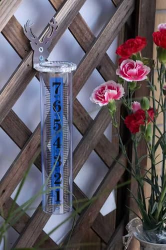 7" Rain Gauge Outdoor, Accurate Glass Tube Best Rated with Deer Shape Rack, Decorative Deer Antler Rain Measure Tool for Garden, Lawn, Patio (Style B) - style: Style B