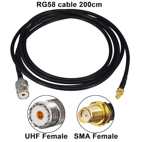 6.56ft SMA Female to UHF Female Coaxial Cable RG58 SMA Male to SO239 Jumper Cable Ham Radio Antenna Adapter Cable for Handheld CB Ham Radio Walkie Talkie Kenwood Baofeng BF-F8HP UV-5RA - size: UHF Female to SMA Female
