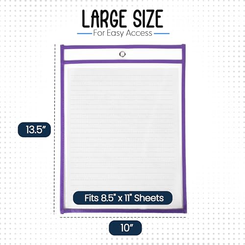 Essex Wares - 6 Pack, Purple Dry Erase Pockets, 10" Wide x 13.5" Tall - color: Purple