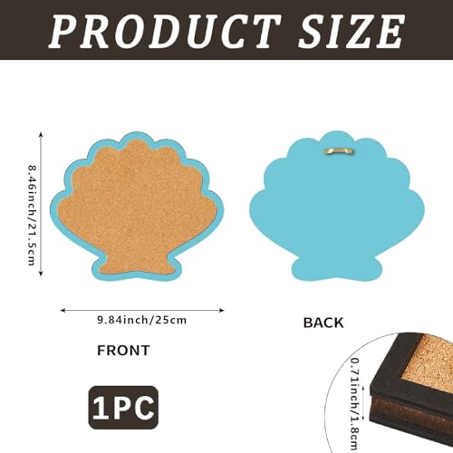 CRASPIRE Shell Pin Display Cork Board 9.8 X 8.5 Inch Wall Mounted Blue Frame Bulletin Boards Badge Wooden Decorative Memory Memo Brooch Lapel Pins Holder Storage for Home Office Bedroom Decoration - style: Shell