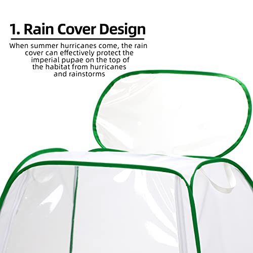 Outdoor Pop-up Large Insect and Butterfly Net Habitat,with Rainproof top Cover Increase Survival Rate, Windproof Trapezoidal Design,Collapsible Caterpillar Growing Mesh Cage Terrarium