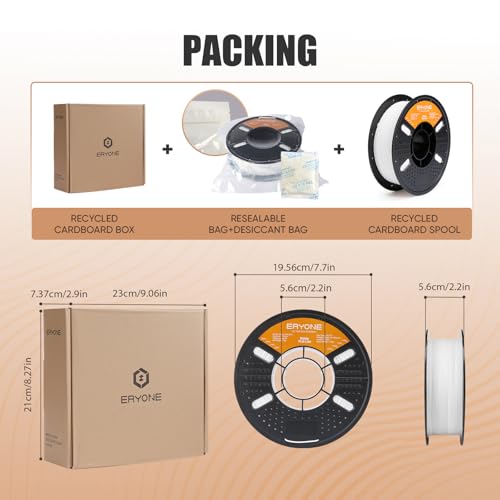 ERYONE Matte PLA Basic 3D Printer Filament 1.75 +/- 0.03mm, Matte Filament 1KG(2.2LBS) Spool, White - color: Lite Matte White