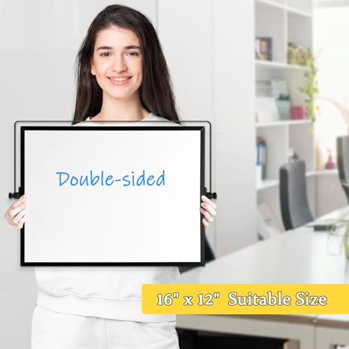 Double-Sided Magnetic White Board with Stand, 16" x 12" (Black) - color: Black, size: 16"W x 12"H