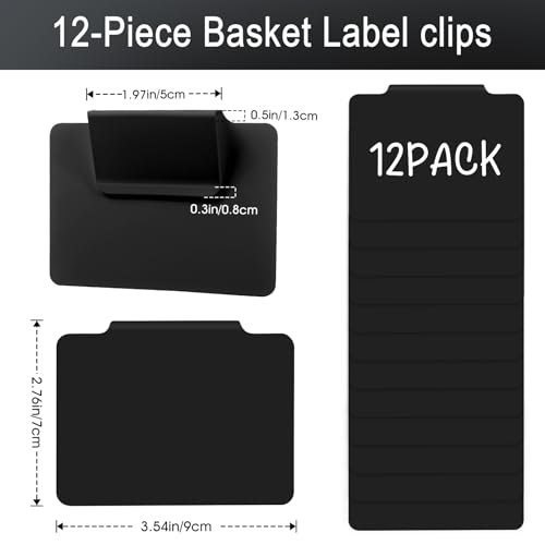 12pcs Black Basket Labels Removable PVC Labels - color: Black
