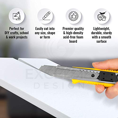 White Foam Board 11.7 x 16.5 – 15 Pack, 3/16" (5mm) Thick Foam Core Poster Board Sheets for Art, Crafts, Vision Board, School Projects, Presentations & Signs