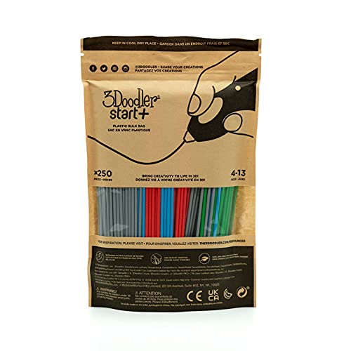 3Doodler Start 3D Printing Filament Refill Bag for 6+ years old (x250 Strands, Over 1250 ft. of Extruded Plastic) - Primary Pow - style: Bag Collection 2