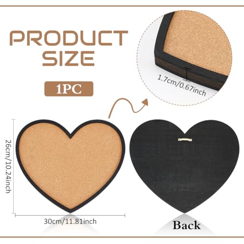 BENECREAT Pin Board Heart Cork Board Bulletin Display Board, 0.6inch Thick Wall Mounted Cork Board for Brooch Pin Storage, Office Home Festival Halloween Christmas Decor, 11.8x10.2inch - style: Heart
