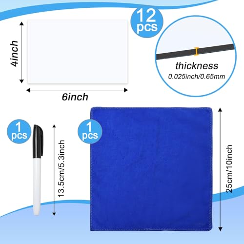 12 Pack Dry Erase Labels Stickers 4x6inch Reusable Dry Erase Labels Small Blank Whiteboard Sticker Removable Reusable Dry Erase Stickers with Pen and Wipe Cloth