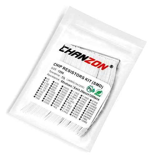 Chanzon 1200pcs 1206 SMD Resistor Kit 60 Values 0-10M ohm 1/4W Each 20pcs