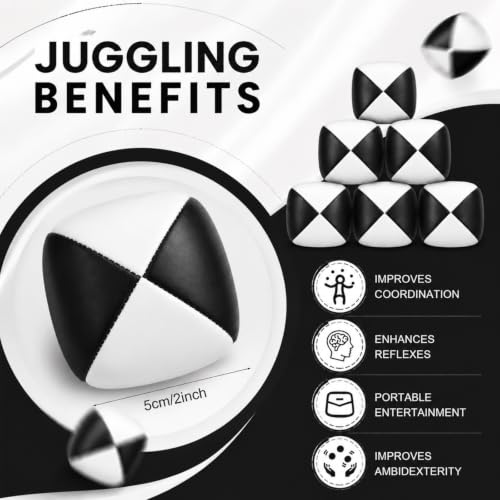 Patelai 6 Pack Juggling Balls for Beginners, Soft Juggle,White Black - color: White Black