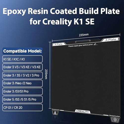 Creality K1 SE Epoxy Resin Build Plate 235×235mm EP Coated Magnetic Steel Bed Plate for Creality K1/K1C/K1 SE/Ender 3 V3 SE/Ender 3 V3 KE/Ender 3 V3/Ender 3/Ender 3 V2 - style: K1 SE EP Plate