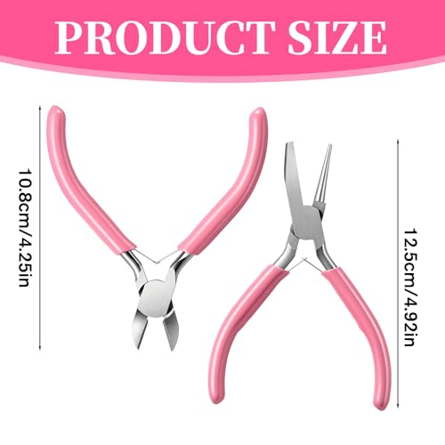 2PCS Jewelry Pliers Tool Set, Wire Looping Pliers Concave Round Nose Plier Wire-Jewelry Making Tools Wire Cutters Wires Looping and Bending Tool for Jewelry-Repair, Wrapping, Beading and Crafts