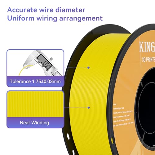 Kingroon PLA Filament 1.75mm 3D Printer Filament Lemon Yellow Pla 1kg Filament Dimensional Accuracy +/- 0.02mm, Fit Most FDM Printer,Lemon Yellow - color: 1kg Lemon Yellow