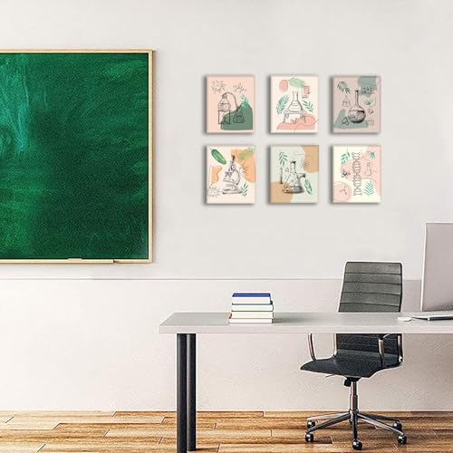 Set of 6 Framed Science Wall Art Canvas,Biochemical Science Art Poster - color: 8 X 10inch x6 (Framed) Boho Science Wall Art