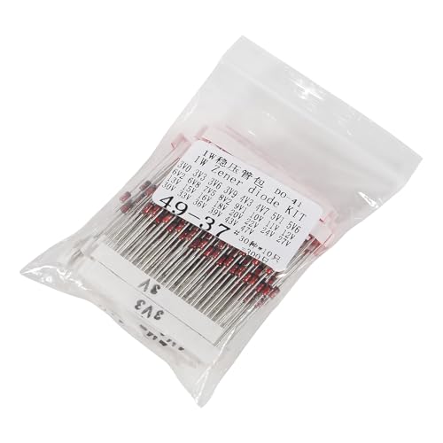30 Value 300pcs 1W Zener Diodes Assortment Kit 3V 3.3V 3.6V 3.9V 4.3V 4.7V 5.1V 5.6V 6.2V 6.8V 7.5V 8.2V 9.1V 10V 11V 12V 13V 15V 16V 18V 20V 22V 24V 27V 30V 33V 36V 39V 43V 47V - style: 1W 300pcs