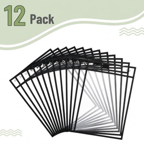 Mr. Pen- Reusable Dry Erase Pocket Sleeves, 10" x 14", 12 Pack, Black - color: Black, size: 12 Pack