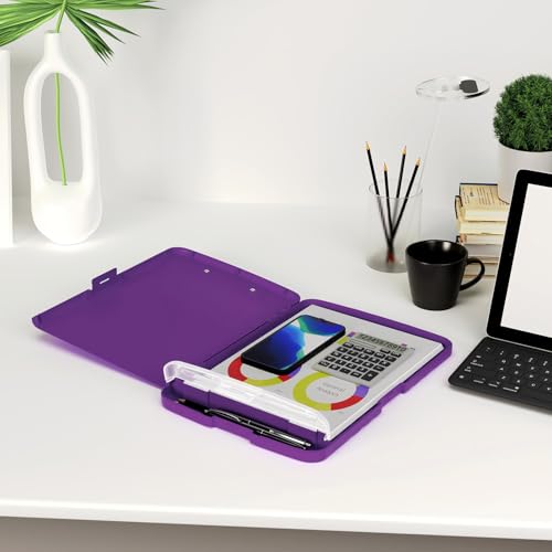 Piasoenc Clipboard with Storage, 8.5 x 11 Clip Board with Pen Holder, Deep Purple - color: Deep Purple