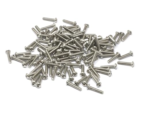 iexcell 100 Pcs M2.5 x 12mm Thread Pitch 0.45 mm Stainless Steel 304 Hex Socket Button Head Cap Screws Bolts Kit - size: M2.5 x 12mm