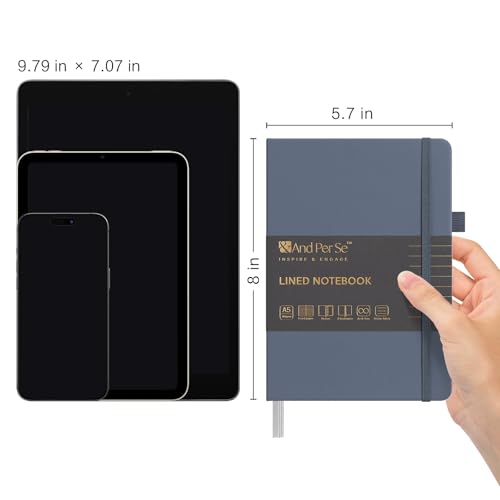 &And Per Se 10-Pack Lined Notebooks, A5 Hardcover, 160 Pages 100gsm Thick Paper, Office Supply Bulk Order, Corporate New Hire Kits, Breakroom Essentials – College Ruled, 10 Units (Dark Blue) - color: Dark Blue, style: 10 Pack-Lined
