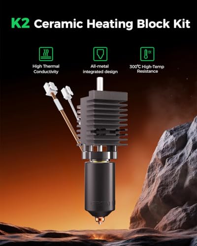 Creality Official K2 Ceramic Heating Block Hotend Kit, with Quick-swap Nozzle Kit, Supports 300°C High Temperature, All-Metal Integrated Design Extruder Hotend Kit for 3D Printers K2 Combo - style: For K2