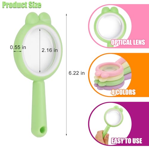 4X Kids Magnifying Glass, Portable Small Handheld Reading Magnifier (Green) - color: Green