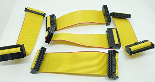 5-Pack IDC 2x10 20P 2.54mm Female Connector 12cm 4 Inches Yellow Flat Ribbon Cable, Double Rows 20 Pins 0.1” Pitch FC F/F (20P-12cm-5PK) - size: 20P-12cm-5PK