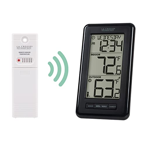 La Crosse Technology 308-43647-INT Digital Black Wireless Thermometer with Indoor Humidity, LCD - color: Black