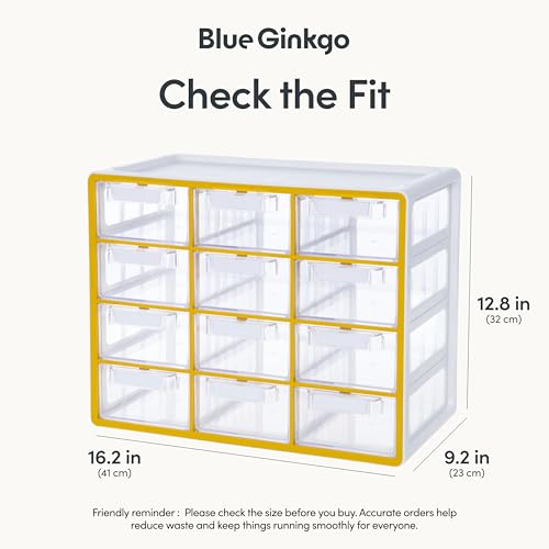 Blue Ginkgo 12-Drawer Storage Cabinet Organizer, Yellow, Made in Korea - color: YELLOW, size: 12 Drawer