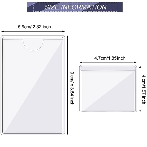 100 Self-adhesive Index Card Holder for Business Cards, Clear Plastic Sticky Labels Holders for Storage Bins Toy Bins Scrapbooks, Organize and Protect Cards Photos Labels (2.32 x 3.54'', 1.85 x1.57'')