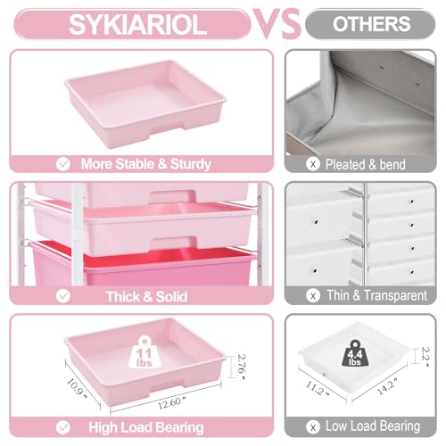 SYKIARIOL Rolling Cart with Drawers,Utility Cart with 8 Drawers,Rose Pink - color: Rose Pink