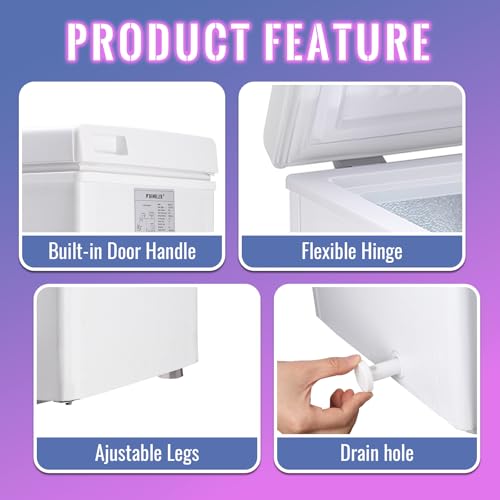 DEMULLER Deep Freezer 3.8Cu.ft with 2 Removable Basket and Manual Defrost Small Deep Freezer Quiet Operation Compressor Cooling Perfect for Homes, White - size: 3.8 Cu.Ft White