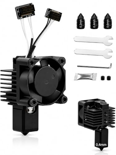 P1P P1S Hotend Complete Kit for Bambu Lab, Hardened Steel Nozzle Assembly Replacement with Ceramic Heater & Fan, 0.2mm 0.4mm 0.6mm Nozzles, High Temperature Hot End Upgrade for 3D Printer - color: Gray