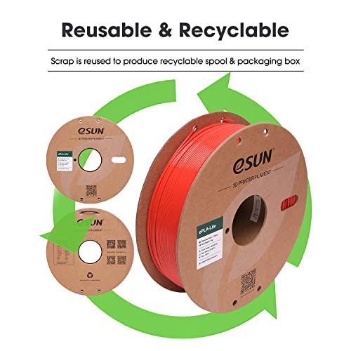 eSUN PLA Filament 1.75mm, High Toughness 3D Printer Filament Upgraded PLA Filament, Dimensional Accuracy +/- 0.03mm, 1KG Cardboard Spool (2.2 LBS) 3D Printing Filament for 3D Printers, Red - color: Red, size: PLA 1.75MM - 1KG